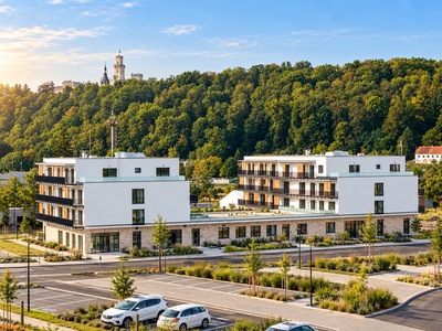 bytu 2+kk s balkonem a výhledem na zámek Hluboká