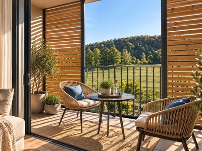 moderního bytu 1+kk s prostorným balkonem v Resortu Hluboká